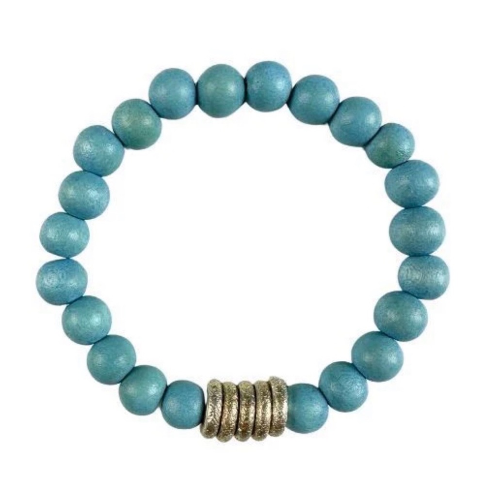 Twine & Twig Simple Stack Bracelet Turquoise Blue & Silver